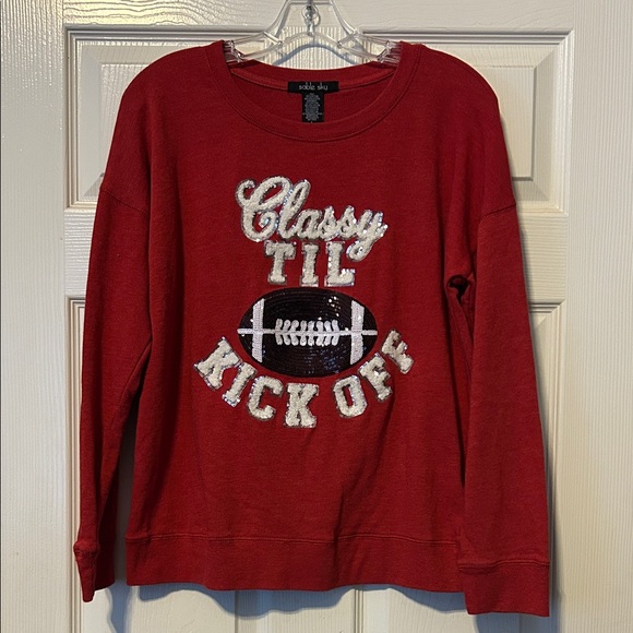 sable sky Sweaters - Sable Sky  Red 'Classy Til Kick Off' Sweater